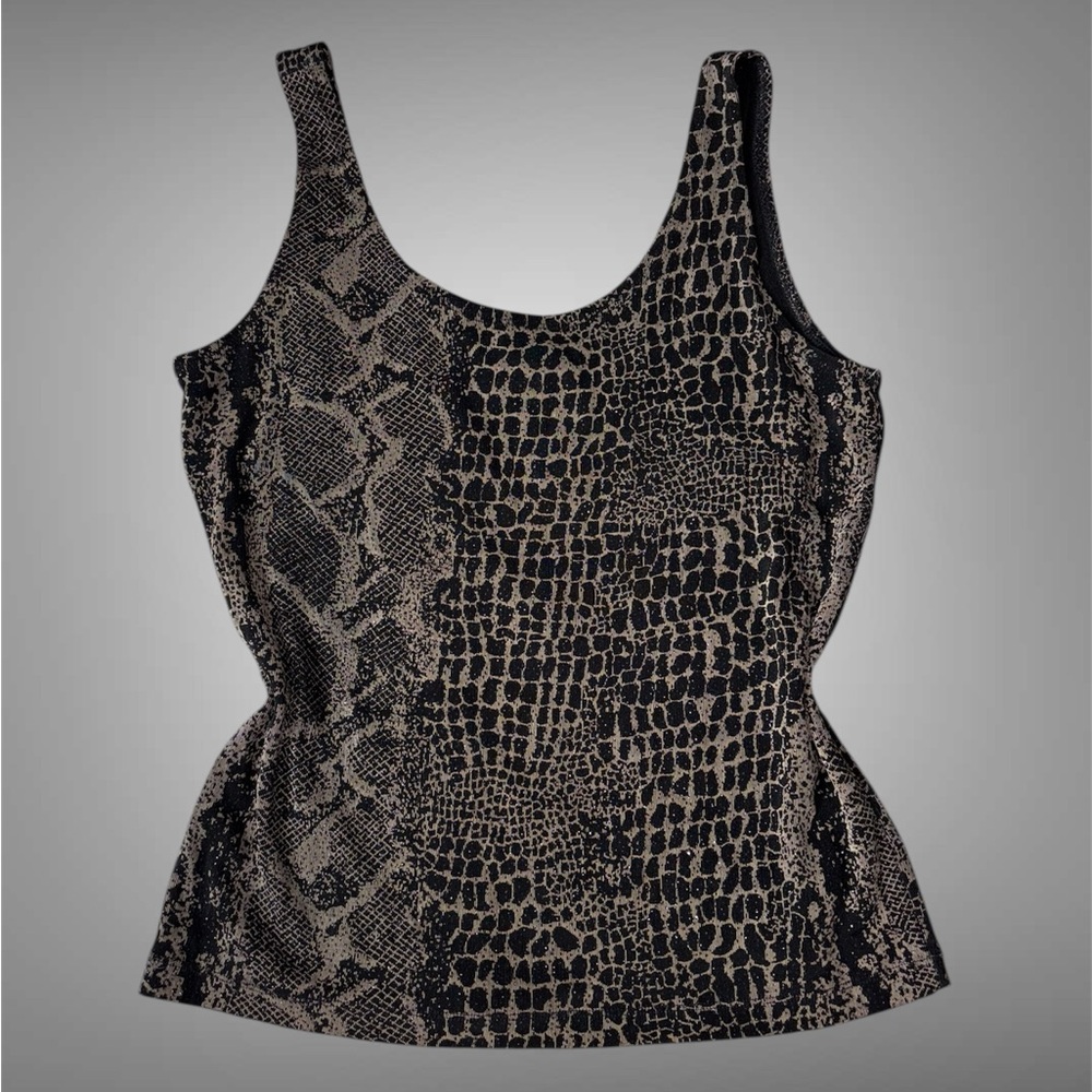 Chico's Black and Tan shimmery snake Print Tank Top